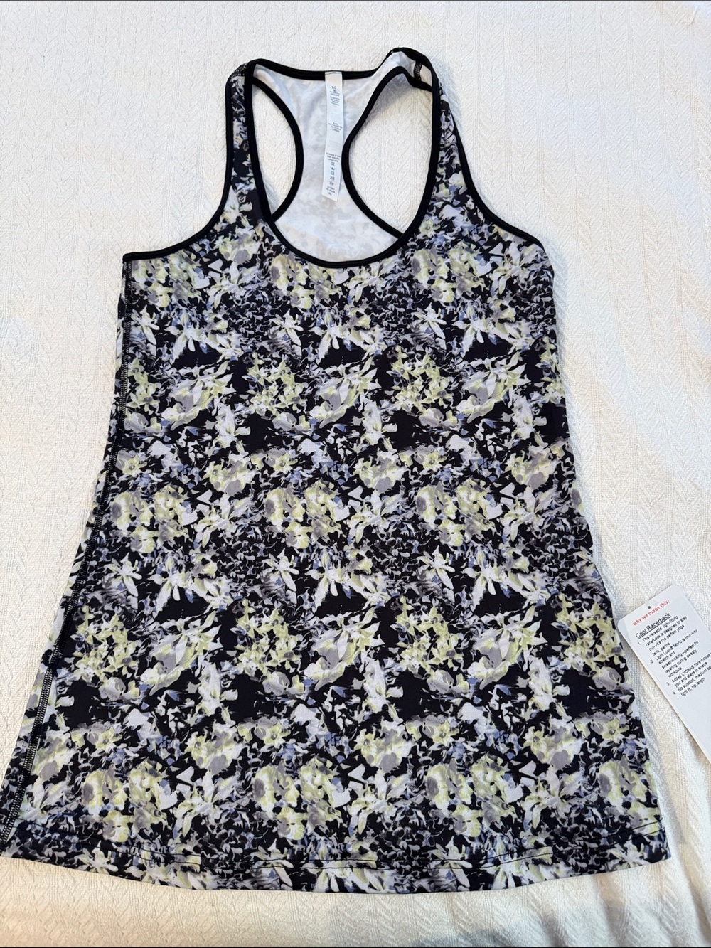 lululemon athletica Black & Light Yellow Floral Racerback Tank